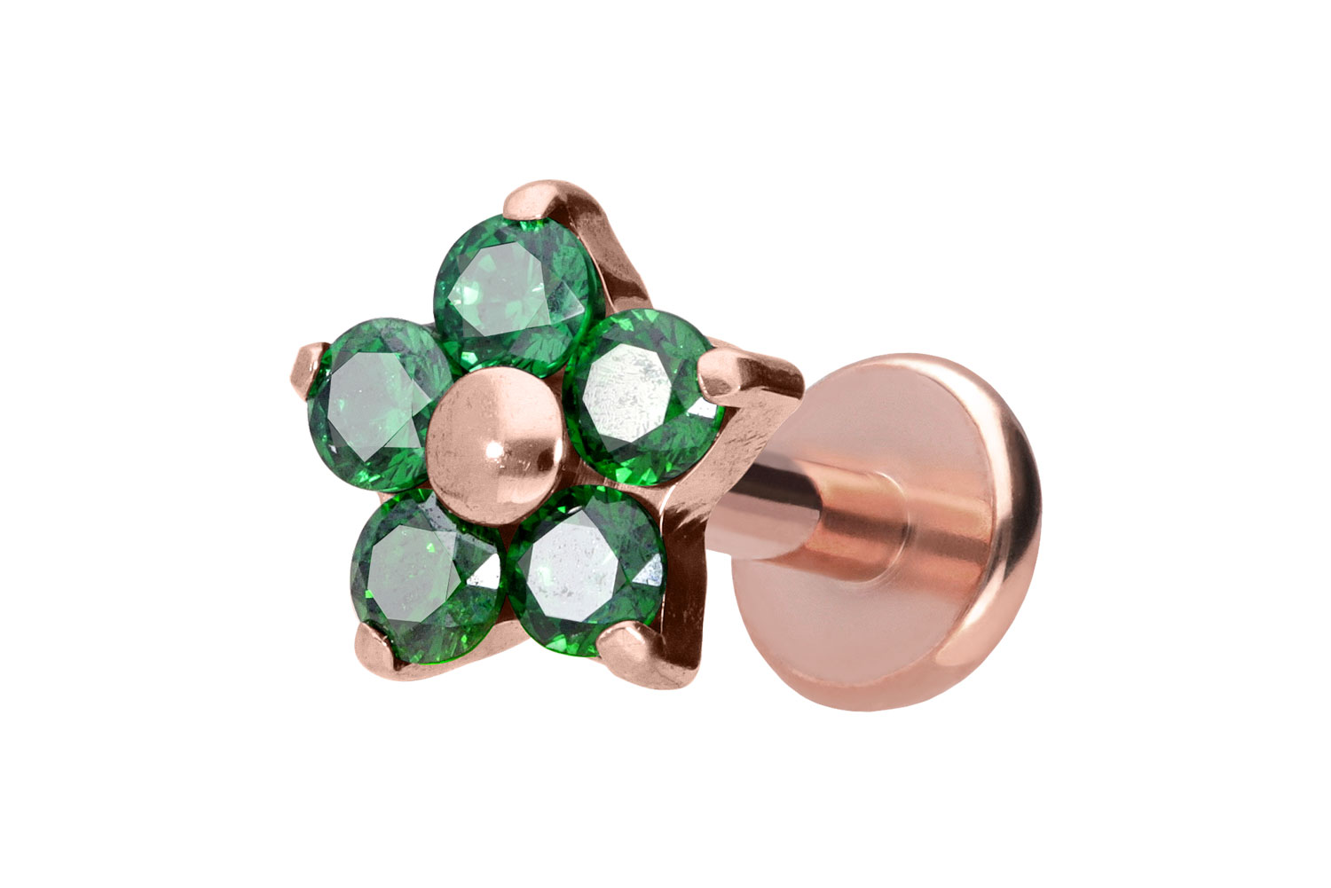 Titan Labret Piercing mit Push Fit KRISTALLBLUME
